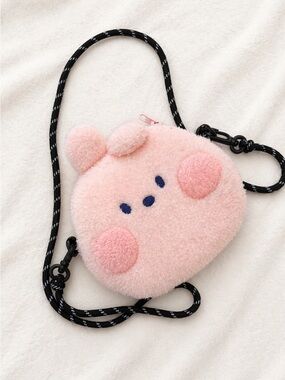 BT21 Cooky Pink Plush Crossbody Bag